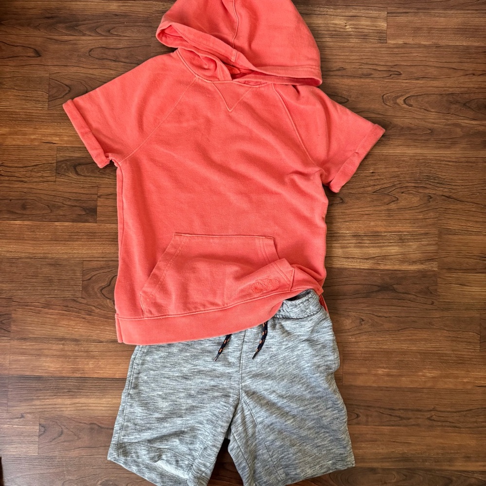 Cat & Jack | Coral Hoodie and Gray Shorts Set